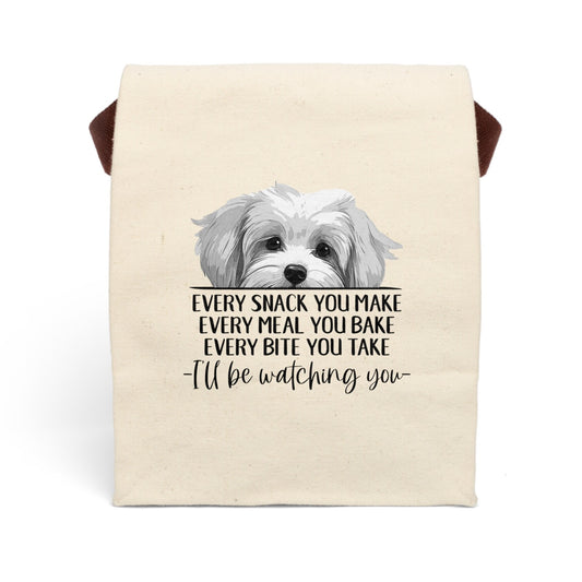 a canvas bag with a picture of a dog on it