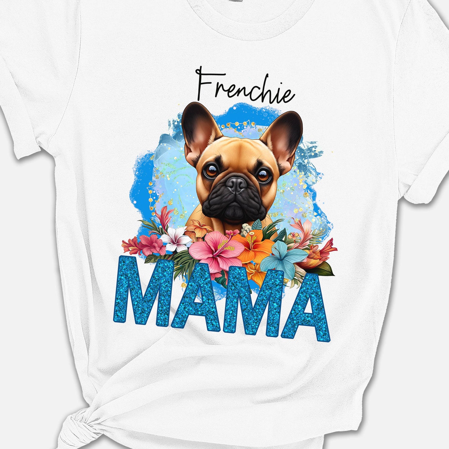 a white t - shirt with a picture of a dog on it