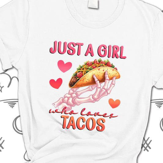 a white t - shirt with a taco on it