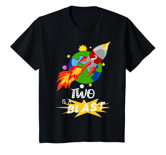 Kids  Rocket Space Ship Blast Birthday Shirt Party Gift All Ages 1 2 3 4 5 6 7 8 9 10 11 12 Years Old