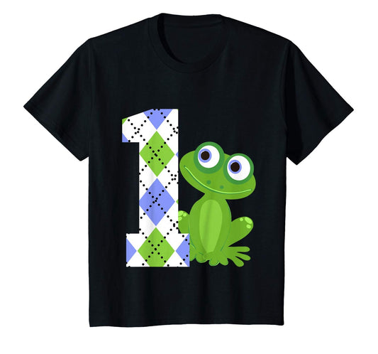 Kids  Argyle Preppy Frog Birthday Party T-Shirt Gift for Boy All Ages 1 2 3 4 5 6 7 8 9 10 11 12 Years Old
