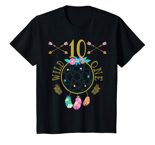Kids  Girl Birthday Shirt Wild One Dream Catcher All Ages 1 2 3 4 5 6 7 8 9 10 11 12 Years Old