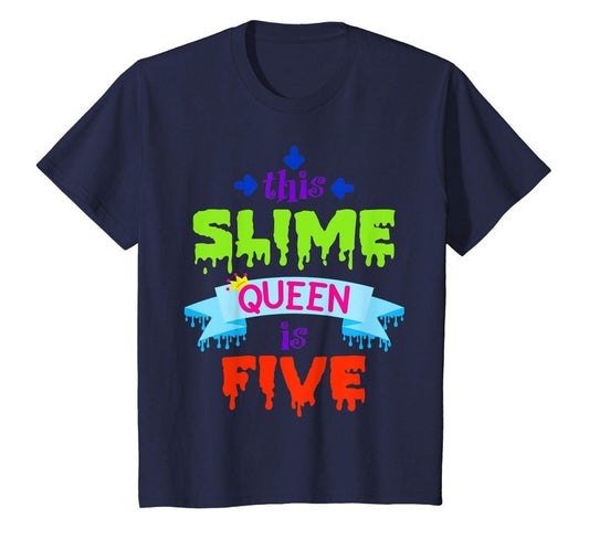 Kids  Slime Queen Birthday Party Shirt Gift for Girls All Ages 1 2 3 4 5 6 7 8 9 10 11 12 Years Old
