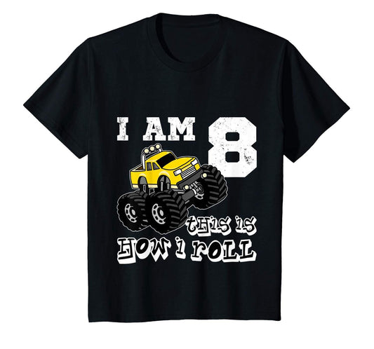 Monster Truck, Birthday Shirt, Yellow Truck, Gift for Birthday Boy, This is How I Roll, Truck Print, Monster Truck Shirt, Truck Party