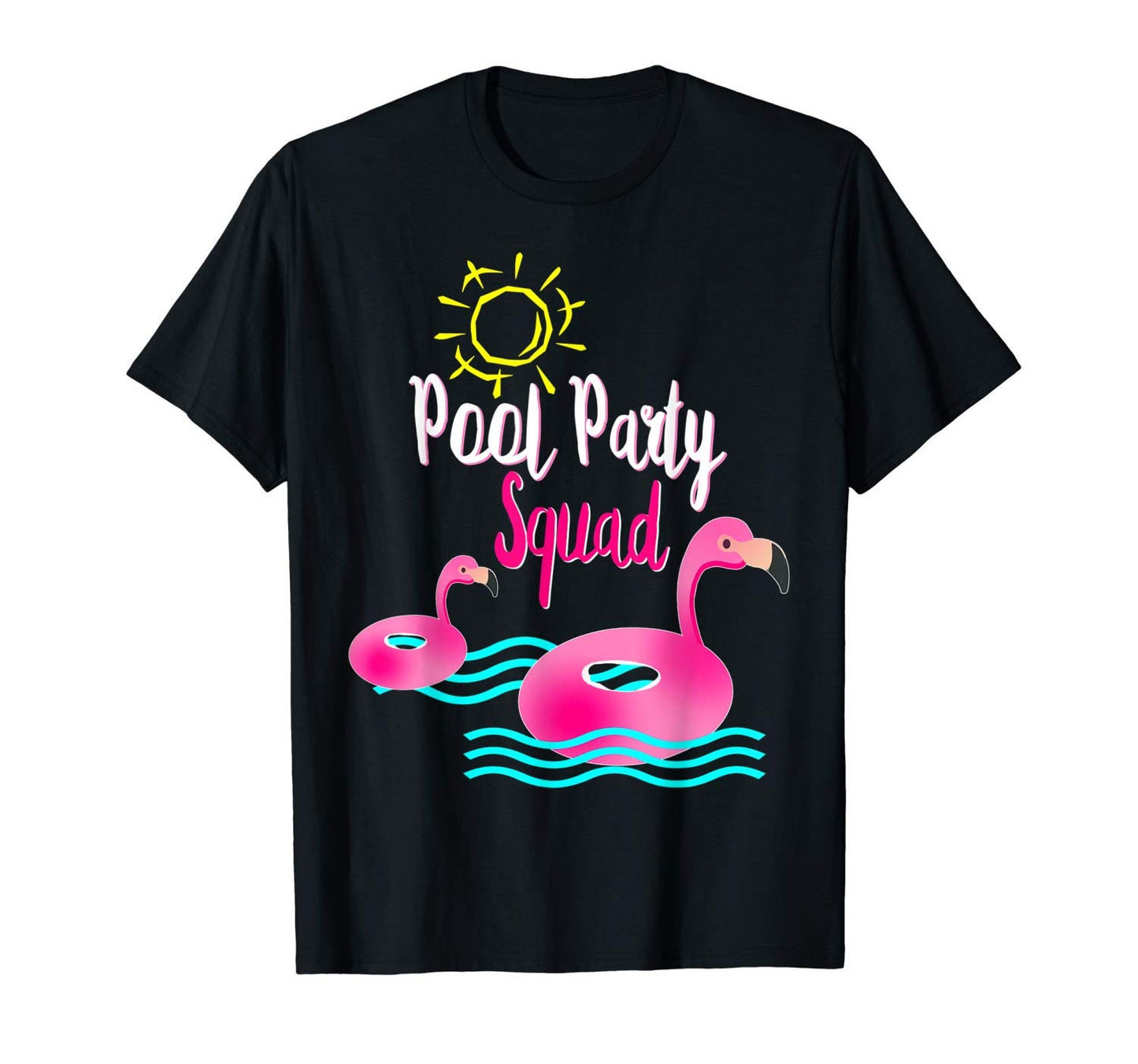 Pink Flamingo Pool Party Squad Summer Vacation Cruise Beach T-Shirt