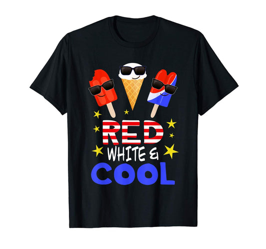 Red White & Cool Shirt, Sunglasses Stars Ice Cream Popsicle, Stars and Stripes, American Flag, 4th of July Shirt, Independence Day T-shirt