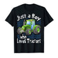 Just A Boy Who Loves Tractors Cool Green Farm Tractor Quote T-Shirt