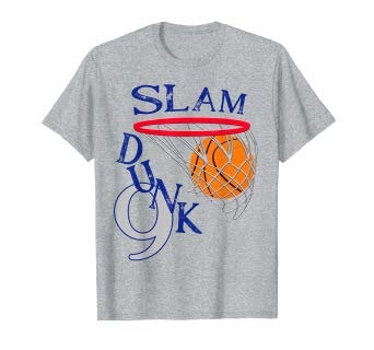 Kids Slam Dunk Basketball Theme Birthday T-Shirt Great Party Gift for Boy or Girl All Ages 1 2 3 4 5 6 7 8 9 10 11 12 Years Old