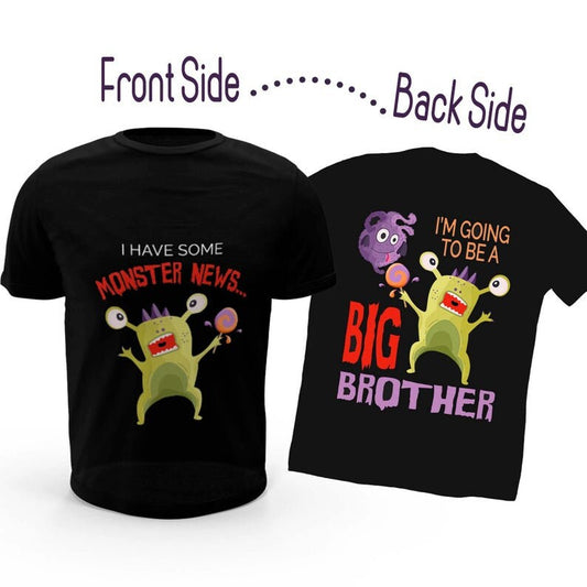I Have Some Monster News Big Brother to Be Halloween Shirt, Little Monster Big Brother T-Shirt BLACK Shirt