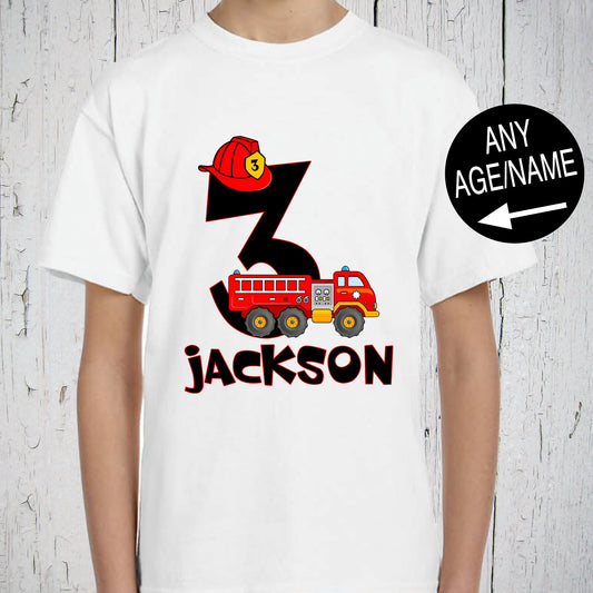 3rd Firetruck Birthday Shirt, Firetruck Birthday Shirt for Any Age, Fire Truck, Fireman Shirt, Birthday Boy Shirt, Fire Truck Party, Outfit