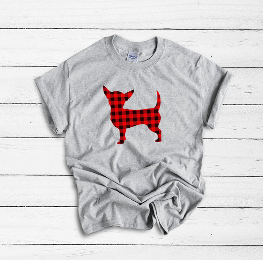 Chihuahua Shirt, Buffalo Plaid, Chihuahua Mom, Dog Mom Shirt, Chihuahua Clothes, Dog Mom Gift, Chihuahua Art, Gift for Mom, Chihuahua Lover