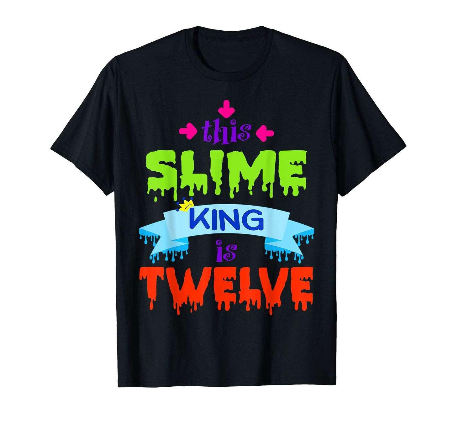 Kids  Slime King Birthday Party Shirt Gift for Boys All Ages 1 2 3 4 5 6 7 8 9 10 11 12 Years Old