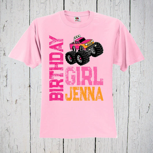 Truck Birthday Shirt, Birthday Girl, Personalized Shirt, Monster Truck Party, Monster Truck Tshirt, 4th Birthday Shirt, 5th Birthday Shirt