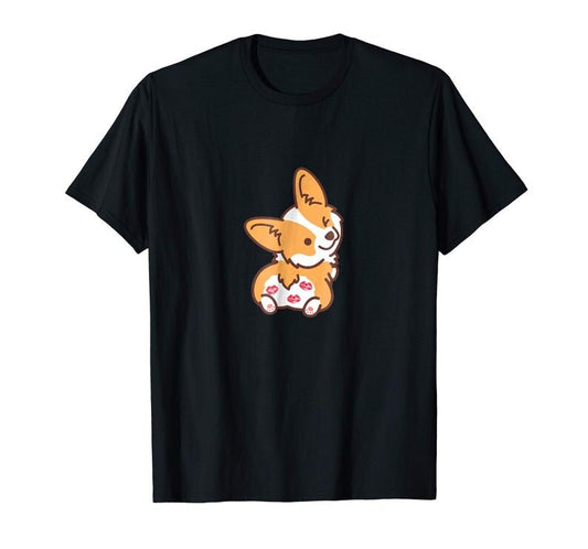 Corgi Dog with Lipstick Kisses on Butt Shirt Fur Mom Gift T-Shirt