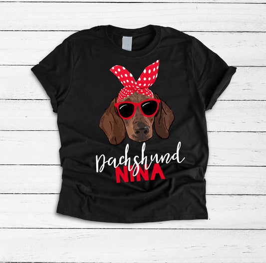 Dachshund Nina Shirt, Gift for Nina, Dachshund Art, Dachshund Lover Gift, Doxie Shirt, Miniature Dachshund, Dachshund Gifts, Dachshund Shirt