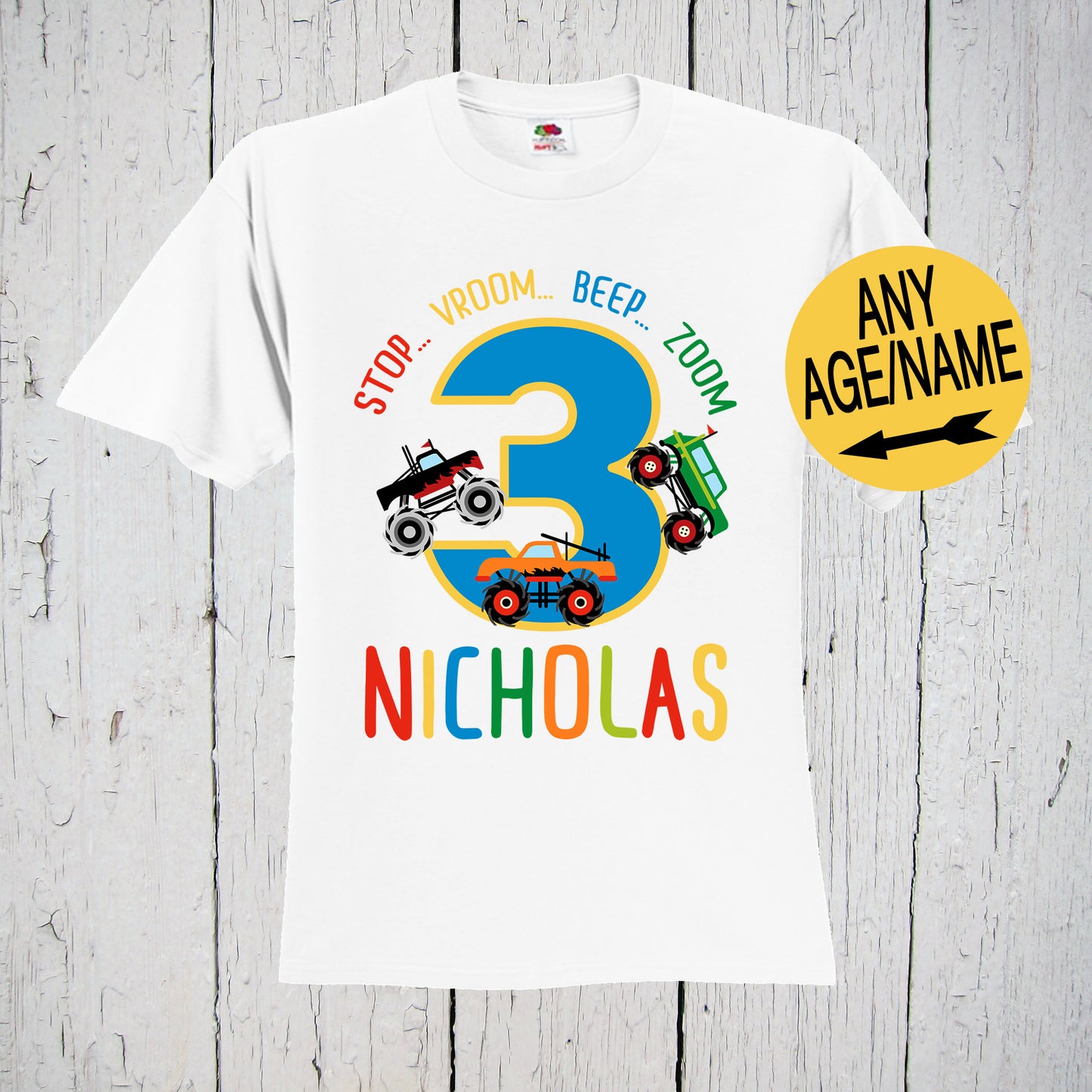 Personalized Monster Truck Birthday Shirt, Monster Truck Shirt, Monster Trucks, Monster Truck Party, Monster Truck Tshirt, Any Age Birthday