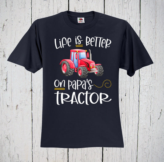 Life Is Better on Papa's Red Tractor, Farm Tractor Shirt, Papas Girl, Farm Shirt, Farm Tractor Print, Tractor Party, Farm Birthday Party