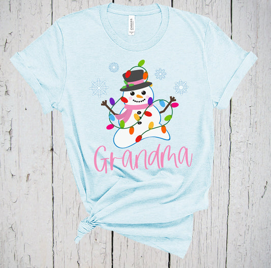 Grandma Snowman, Cute Christmas Shirt, Snowman Tee, Custom Shirt, Personalized Shirt, Holiday Shirt, Snowman Shirt, Grandma Shirt, Nana Gigi