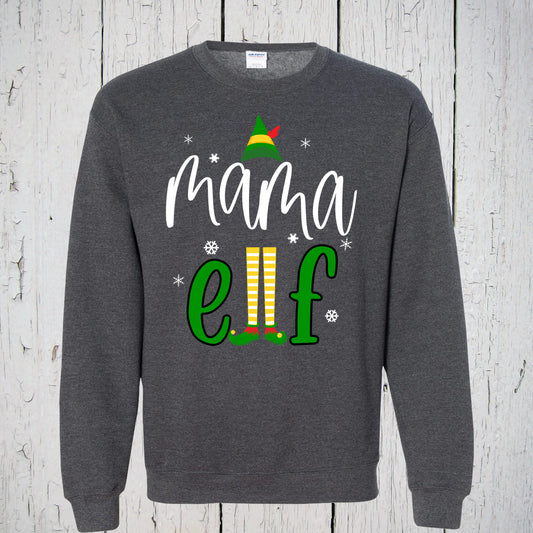 Mama Elf, Mom Sweatshirt, Cute Christmas Shirt, Elf Shirts, Holiday Shirt, Elf Family Shirts, Elf Shirts Shirt, Personalized Elf, Elf Squad