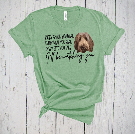Irish Doodle, Doodle Dog Shirt, Irish Setter,  Every Snack You Make I'll Be Watching You, Funny Dog Tshirt, Irish Doodle Owner Lover Gift