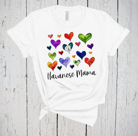 Havanese Mama, Watercolor Hearts Shirt, Fur Mama Shirt, Havanese Mom Shirt, Havi Mom, Havanese Dog Mom, Havanese Owner, Mother's Day Gift