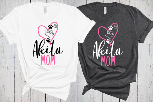 Akita Mom Shirt, Heart Paw Prints, Mother's Day, Fur Mama Shirt, Girls T Shirt, Akita Inu Tee, Akita Dog Gift, Hearts Gift for Akita Dog Mom