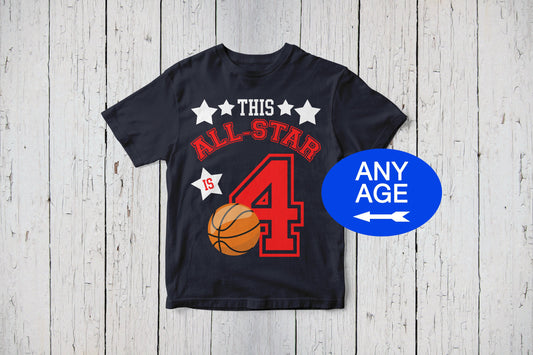 All Star Basketball Birthday Shirt, Sports Birthday Party, Birthday Outfit Boy, Custom Basketball Shirt, All Star Birthday, Girl Boy Tshirt