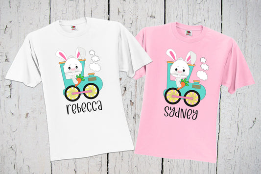 Easter Bunny Train Shirt, Toddler Girl, Easter Outfit, Hip Hop Train, Bunny Rabbit Tees, Rabbit Ears, Choo Choo Train, Easter Shirt for Girl