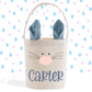 Boy's Easter Basket, Blue Bunny Ears, Cute Easter Gift Basket, Custom Easter Pail, Personalized Name, Easter Bunny Bag, Linen Basket for Boy