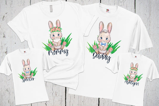 Easter Bunny Shirt, Personalized Matching Family Easter Shirts, Mommy and Me, Daddy and Me, Easter Outfit, Hip Hop Top, Bunny Rabbit Tees