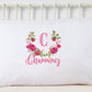 Girly Chic Pillowcase, Custom Name, Rose Wreath, Personalized Pillowcase, Monogram Pillowcase, Girl Room Decor, Standard Size Pillow Case