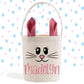 Girl's Easter Basket, Cute Eyes & Pink Ears, Personalized Easter Basket, Custom Gift Basket, Easter Bunny Bag, Linen Easter Bag for Girls