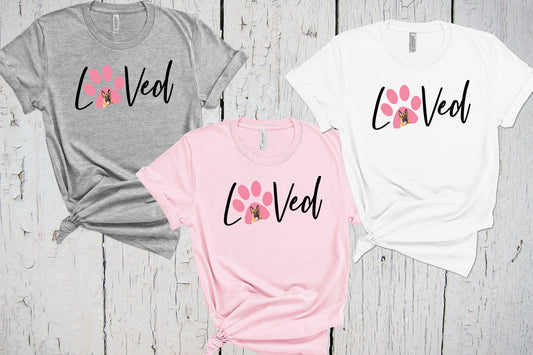 Loved German Shepherd Shirt, Fur Mama Shirt, Paw Print, GSD Shirt, German Shepherd Mom, Shepherd Mama, Dog Lover, Dog Walker, Pet Sitter Tee