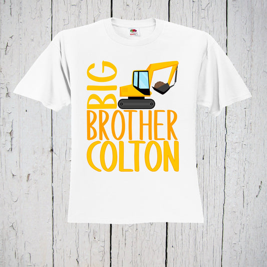 Big Brother Shirt, Construction Truck, Excavator Shirt, Pregnancy Announcement, Baby Reveal, Big Brother Again, Promoted To Brother, Big Bro