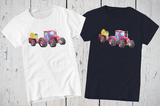 Easter Eggs Pink Tractor Shirt, Girls Easter Outfit, Easter Outfits, Toddler Easter, Cute Easter Shirt for Kids, Infant Youth Tee, Farm Girl