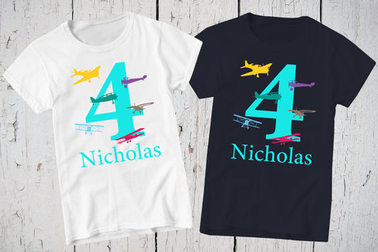 Airplane Birthday Tshirt, Plane Party Shirt, Boys Birthday Shirt, Transportation Birthday Shirt, Vintage Airplanes Outfit, Personalized Tee