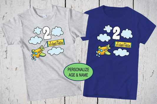 Airplane Birthday Shirt, Personalized Shirt, Airplane Shirts, Plane Birthday, Clouds Sky, Transportation Theme Party, Airplane Party Shirt