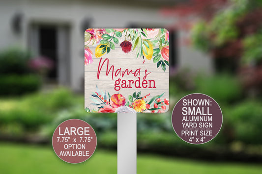 Mama's Garden, Aluminium Flower Garden Yard Sign, Patio Flower Pot Decoration, Lawn Decor, Wildflowers Sign, Metal Garden Sign, Gift for Mom