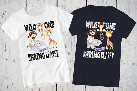 Ring Bearer Shirt, Wild One, Personalized Shirt, Ring Bearer Gift, Wedding Shirt, Ring Bearer Proposal, Jungle Safari Animals, Bridal Party