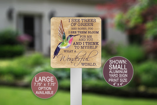 Patio Signs, Hummingbird Gifts, Yard Sign, Decorative Flower Garden Stakes, Lawn Decor, Metal Garden Sign, Mom Gift, Sheet Music, Song Lyric