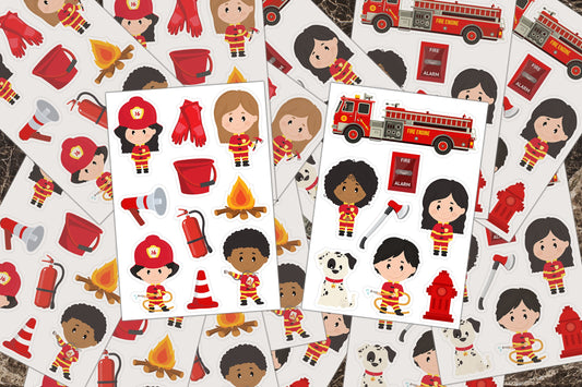 Sticker Sheets, Firefighter Sticker, Firetruck Stickers, Activity Book, Scrapbook Stickers, Planner Stickers, Tablet Laptop, Fire Truck