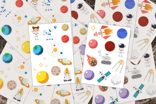 Sticker Sheets, Space Stickers, Activity Book, Scrapbook Stickers, Planner Stickers, Tablet Laptop, Planet Stickers, Astronaut Outer Space