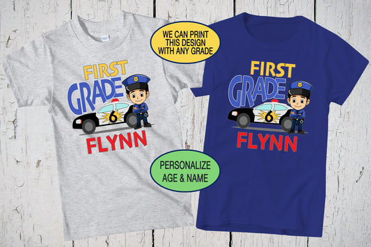 Back To School Shirt, Police Shirt, Personalized Shirt, School Shirt, Custom Shirt, First Grade T Shirt, School Shirts, School Spirit Shirts