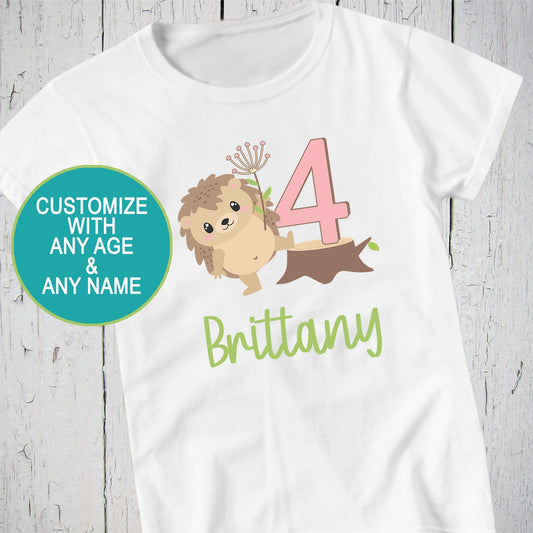Hedgehog Birthday Shirt, Personalized Shirt, Hedgehog Gifts, Woodland Birthday, Hedgehog T-Shirt, Cute Hedgehog, Forrest Animal,