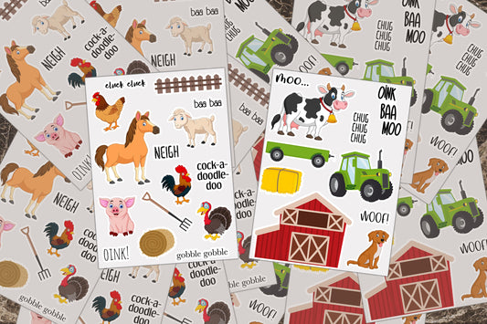 Sticker Sheets, Farm Animals, Vinyl Decal, Activity Book Decals, Barn Sticker, Birthday Party Favor, Tractor Sticker Sheet, Cow Horse Pig