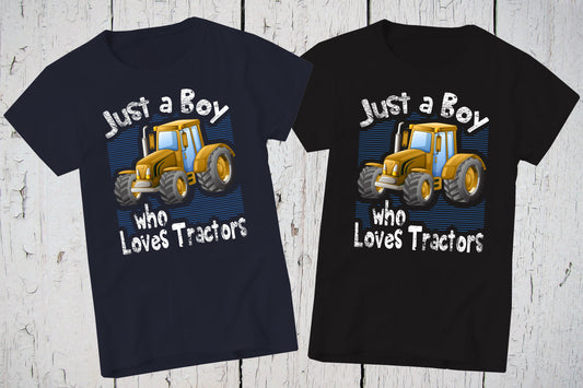 Just A Boy Who Loves Yellow Tractors, Tractor Shirt, Tractor Birthday, Tractor Party, Farm Party, Yellow Tractor Shirt, Tractor Tee for Boy