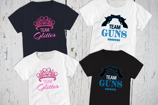 Team Glitter, Team Guns, Pink or Blue Shirt, Gender Party Shirts, Gender Reveal Shirts, Baby Shower, Pregnancy Announcement, It's A Boy Girl