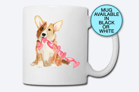 Corgi Mug, Corgi Coffee Mug, String of Hearts, Cute Dog Lover Gift, Corgi Mama, Fur Mama Gift, Dog Mama, Tea Cup, Corgi Lovers, Corgi Dogs