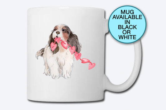 Cavalier Mug, Coffee Mug, String of Hearts, Cute Dog Mug, Fur Mama, Dog Mama, Tea Cup, Cavalier Gift, King Charles Spaniel, Dog Mom, Pet Mug