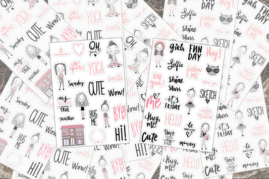 Sticker Sheets, Positive Girls, Positivity Sticker, Journal Sticker, Cute Girls, Birthday Party Favors, Self Love Stickers, Positive Quotes